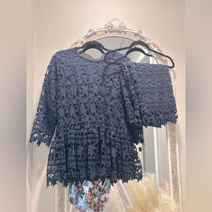 Elegant Navy Lace Top